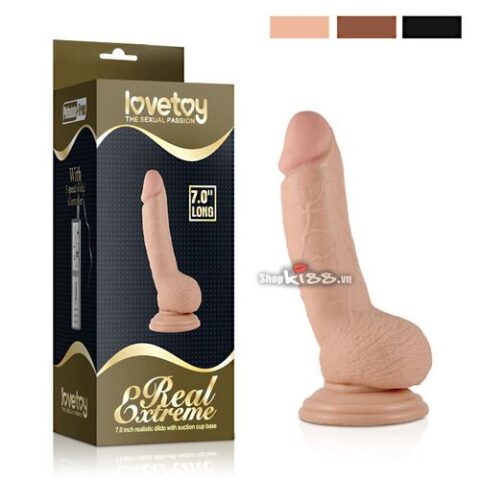Dương vật giả Real Extreme siêu rung DV59A silicon màu da có rung, kích thước lớn, đế hít dán tường