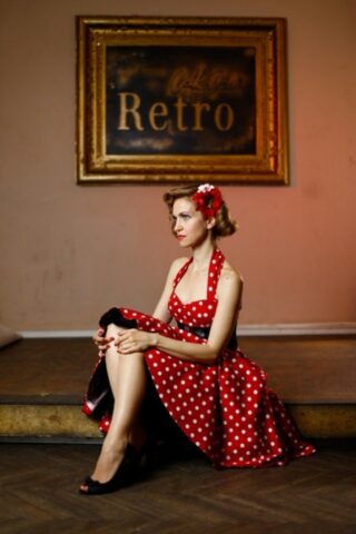 41695775_031_5a6d Glamorous pinup girl posing in her beautiful dress & heels in a solo