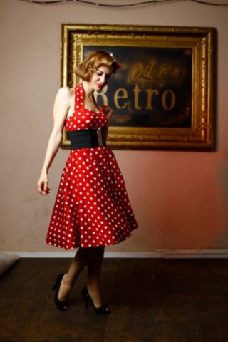 41695775_039_7374 Glamorous pinup girl posing in her beautiful dress & heels in a solo