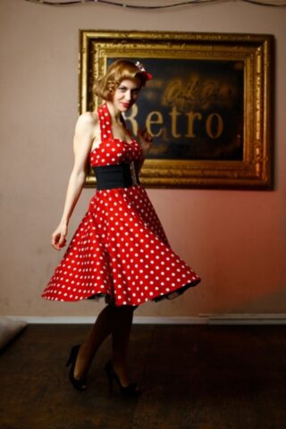 41695775_048_dd1c Glamorous pinup girl posing in her beautiful dress & heels in a solo