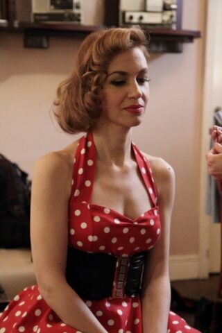 41695775_053_7ee3 Glamorous pinup girl posing in her beautiful dress & heels in a solo